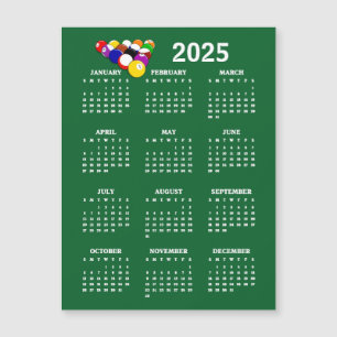Magnétique Billard Balls Pool 2025 Calendrier Carte magnétiqu