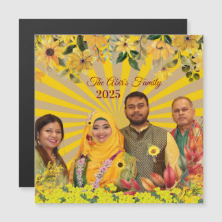 Magnétique Bright Floral Family Celebration Carte photo 2025
