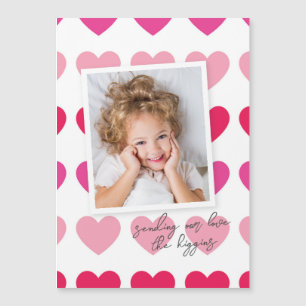 Magnétique Bright Pink Hearts Photo Carte Saint-Valentin