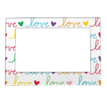 Cadre cursif multicolore de coeur d'amour