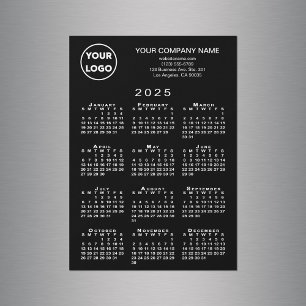 Magnétique Calendrier 2025 - Logo d'entreprise Texte Carte ma