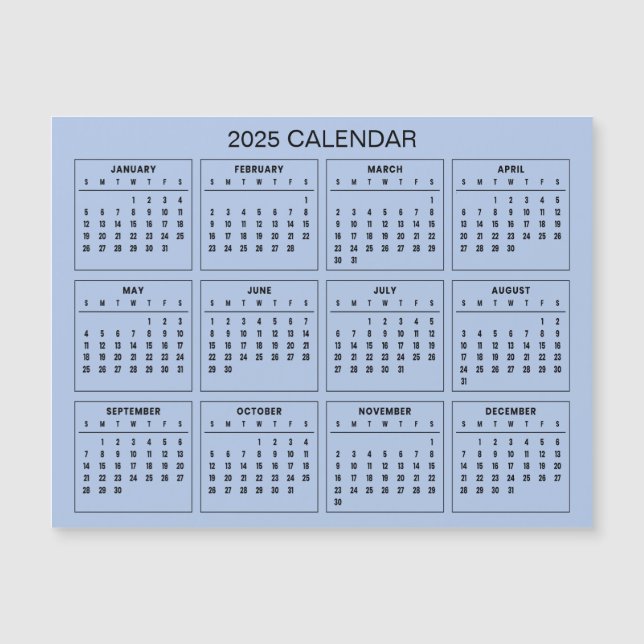 Magnétique Calendrier 2025 simple mais élégant | Carte magnét (Devant)