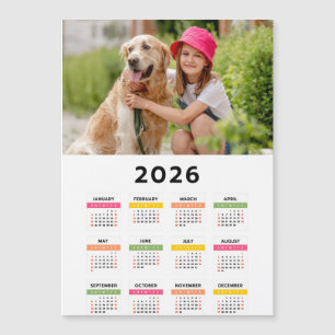 Magnétique Calendrier 2026 avec photo - Vue annuelle Carte ma