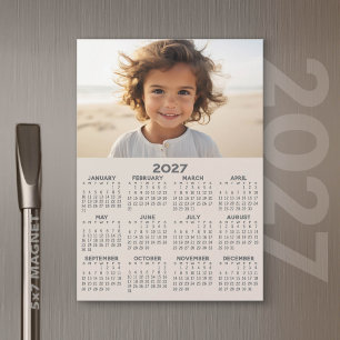 Magnétique Calendrier 2027 avec Photo - Vue annuelle Carte ma
