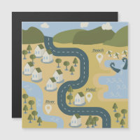 Caricature élégante paysage carte de voyage