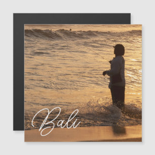 Magnétique Carte aimantée Pêcheur au coucher du soleil à Bali