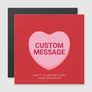 Magnétique Carte de coeur de conversation personnalisée rose 