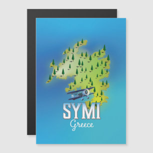 Magnétique Carte de l'île de Symi Grèce affiche de voyage.