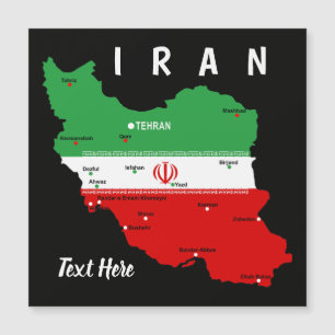 Magnétique Carte de l'Iran avec drapeau et emblème