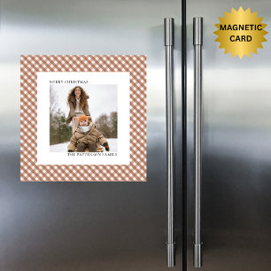 Magnétique Carte de Noël avec aimant photo à carreaux marron 