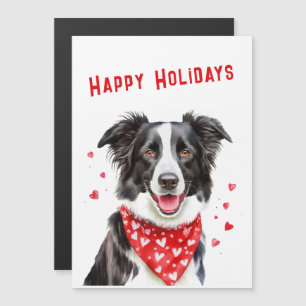 Magnétique Carte de Noël Border Collie avec foulard rouge à c