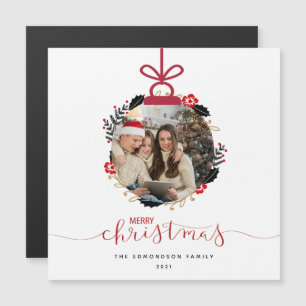 Magnétique Carte de Noël Ornement Globe Photo