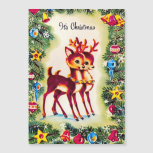 Magnétique Carte de vacances Vintage Christmas Reinder