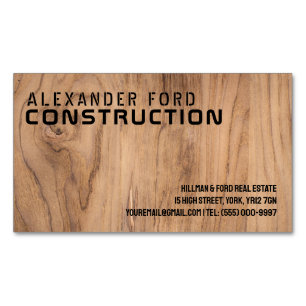 Magnétique Carte de visite de construction en bois tenché gra
