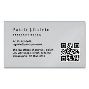 Magnétique Carte de visite de procureur minimal avec code QR