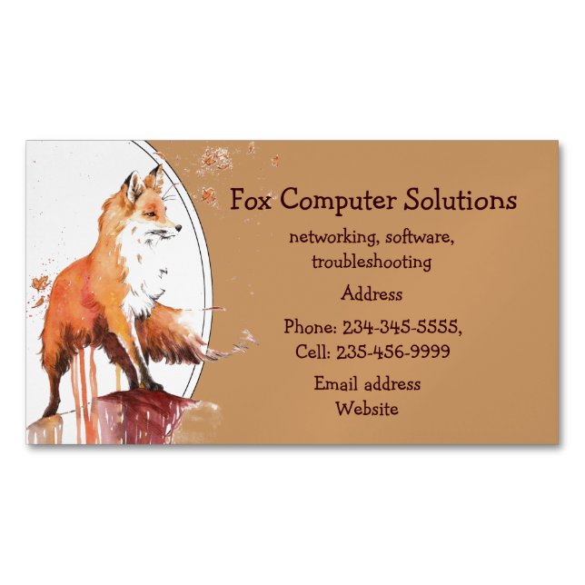 Magnétique Carte de visite de solutions informatiques Fox per (devant)