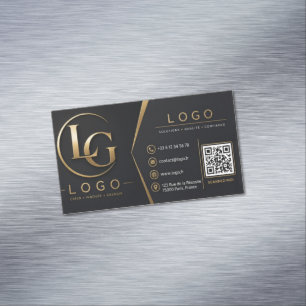 Magnétique Carte de visite QR Code Luxe Noir & Or Élégante