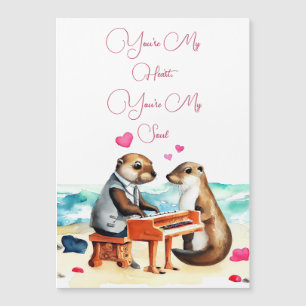Magnétique Carte de vœux d'amour pour couple de loutres