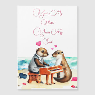 Magnétique Carte de vœux d'amour pour couple de loutres