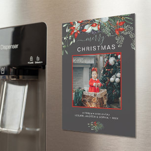 Magnétique Carte de vœux de Noël photo botanique minimaliste