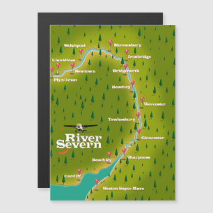 Magnétique Carte de voyage de la rivière Severn au pays de Ga