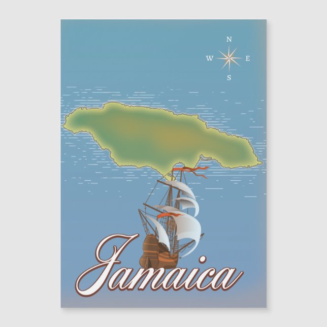 Magnétique carte de voyage de l'île jamaïcaine (Devant)