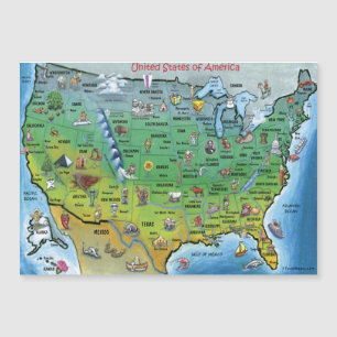 Magnétique Carte des caricatures des USA