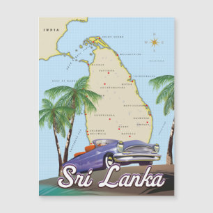 Magnétique Carte détaillée illustrée du Sri Lanka