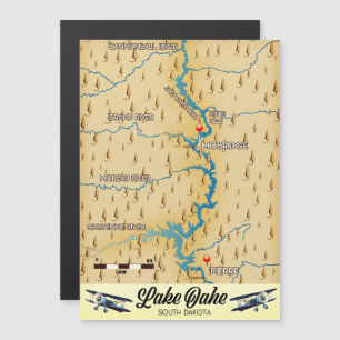 Magnétique Carte du lac Oahe Dakota du Sud
