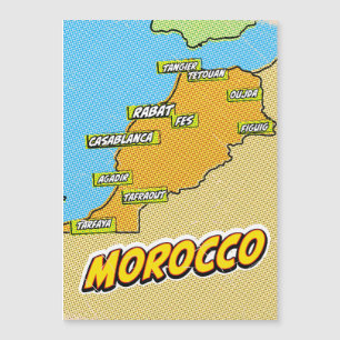 Magnétique Carte du Maroc illustrée dans le style Pop Art
