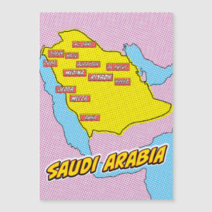 Magnétique Carte illustrée de l'Arabie saoudite dans le style