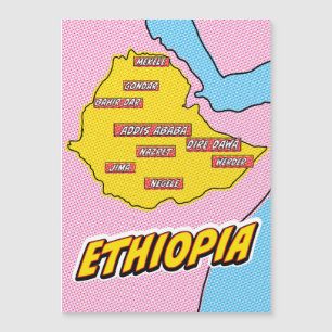 Magnétique Carte illustrée de l'Éthiopie dans le style Pop Ar