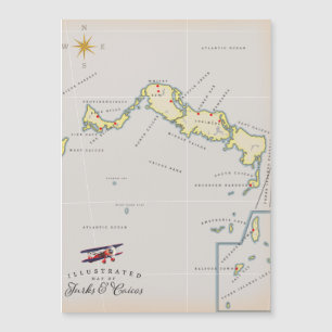 Magnétique Carte illustrée de Turks and Caicos