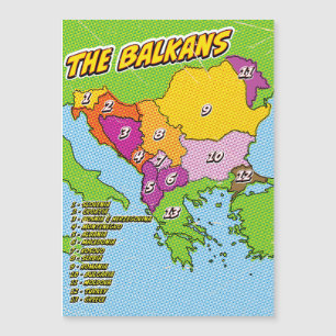 Magnétique Carte illustrée des Balkans dans le style Pop Art