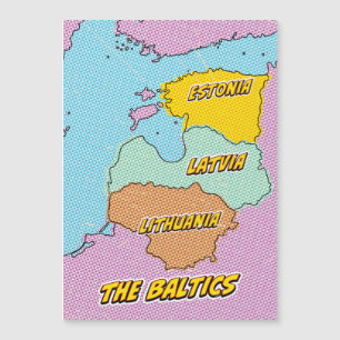 Magnétique Carte illustrée des États baltes dans le style Pop