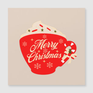 Magnétique Carte Joyeux Noël Chocolat Chaud Tan Flocon de Nei