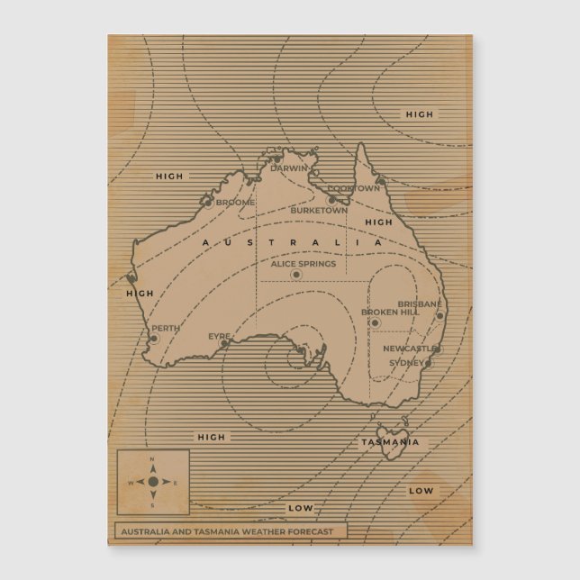 Magnétique Carte météorologique vintage de l'Australie (Devant)