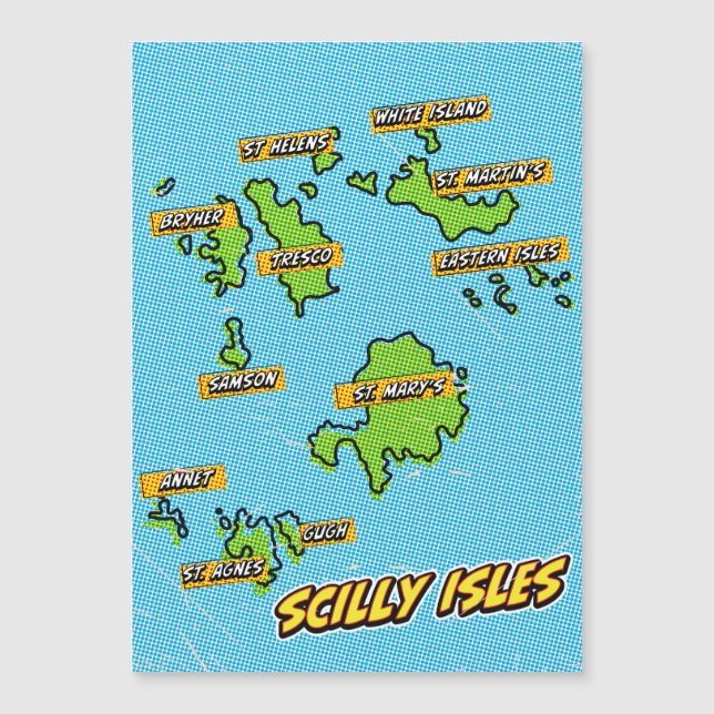 Magnétique Carte Pop Art Illustrated Scilly Isles (Devant)