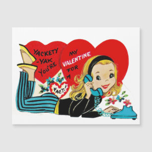 Magnétique Carte Retro Vintage Valentine Phone Girl Card