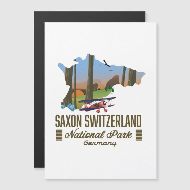 Magnétique Carte Saxon Suisse Parc national Allemagne (Devant / Derrière)