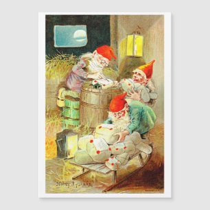 Magnétique Carte Vintage Christmas Elves