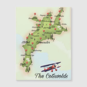 Magnétique Carte Vintage Cotswolds