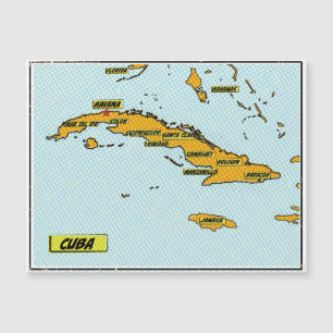 Magnétique Carte vintage De La Bande Dessinée De Cuba