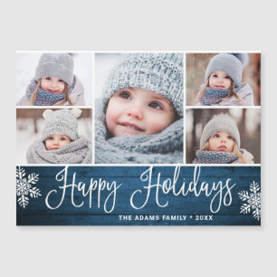 Magnétique Christmas Holly Berry Rustique 5 PHOTO Carte magné