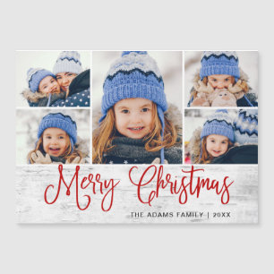 Magnétique Christmas Holly Berry Rustique 5 PHOTO Carte magné