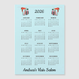 Magnétique Concepteur de coiffeur Calendrier 2026 Carte magné