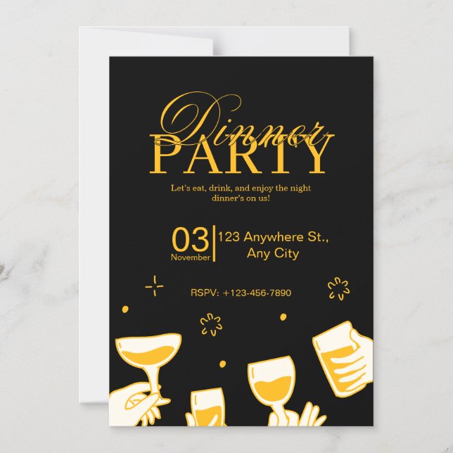 Magnétique Customizable Dinner Party Invitation Card (Recto)