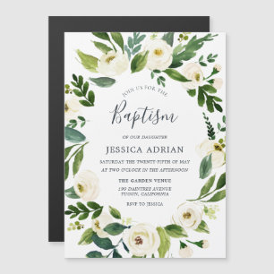 Magnétique Élégant Invitation de germe floral pour le baptême