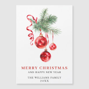 Magnétique Élégant ornement rouge Joyeux Noël Carte magnétiqu