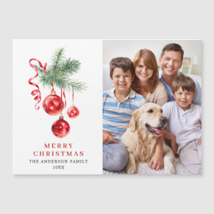 Magnétique Élégant ornement rouge Joyeux Noël Carte magnétiqu